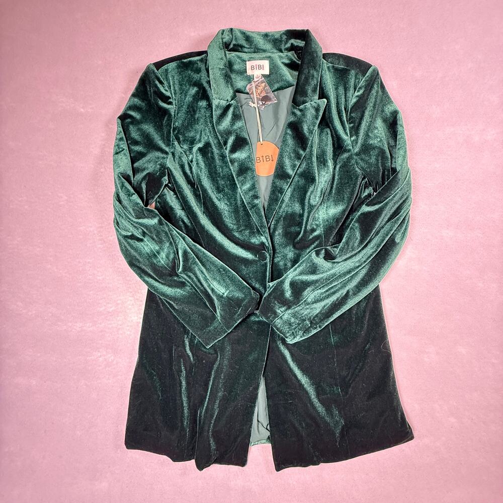 NWT BiBi velvet emerald blazer - forest green Christmas party holiday size L